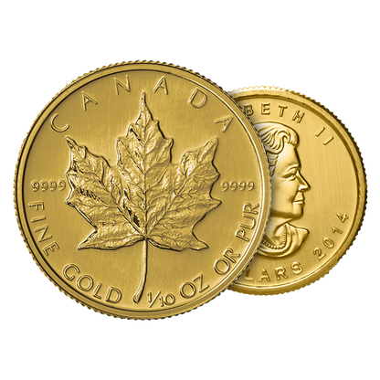 1/10 oz Canadian Gold Maple Leaf Coins