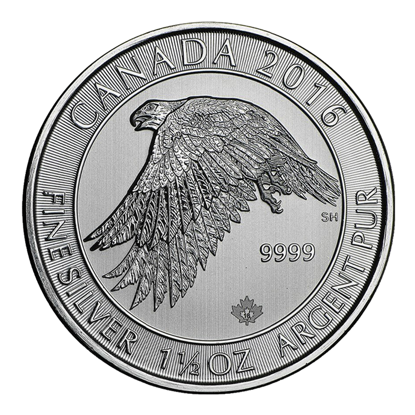 1.5 oz Canadian Snow Falcon Silver Coin (2016)