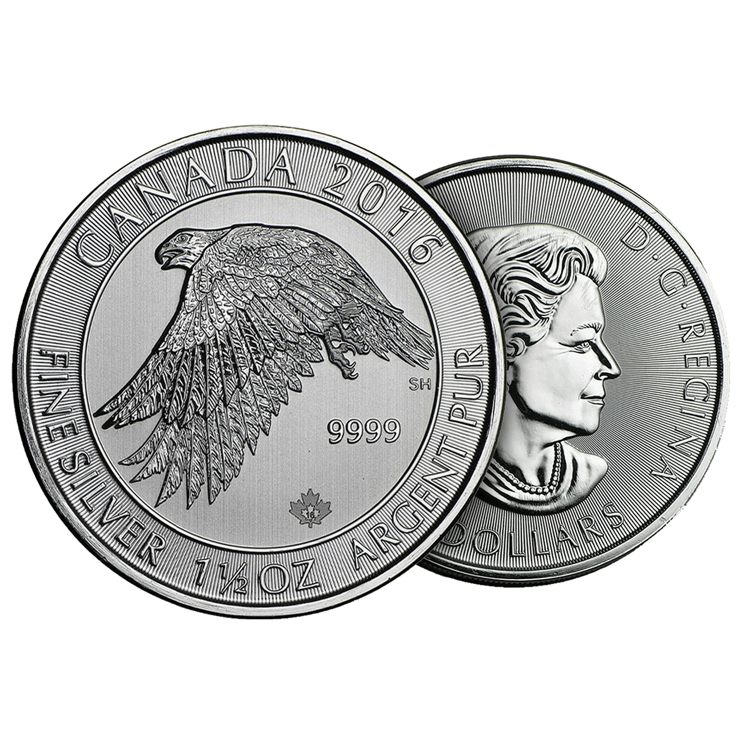 1.5 oz Canadian Snow Falcon Silver Coin (2016)
