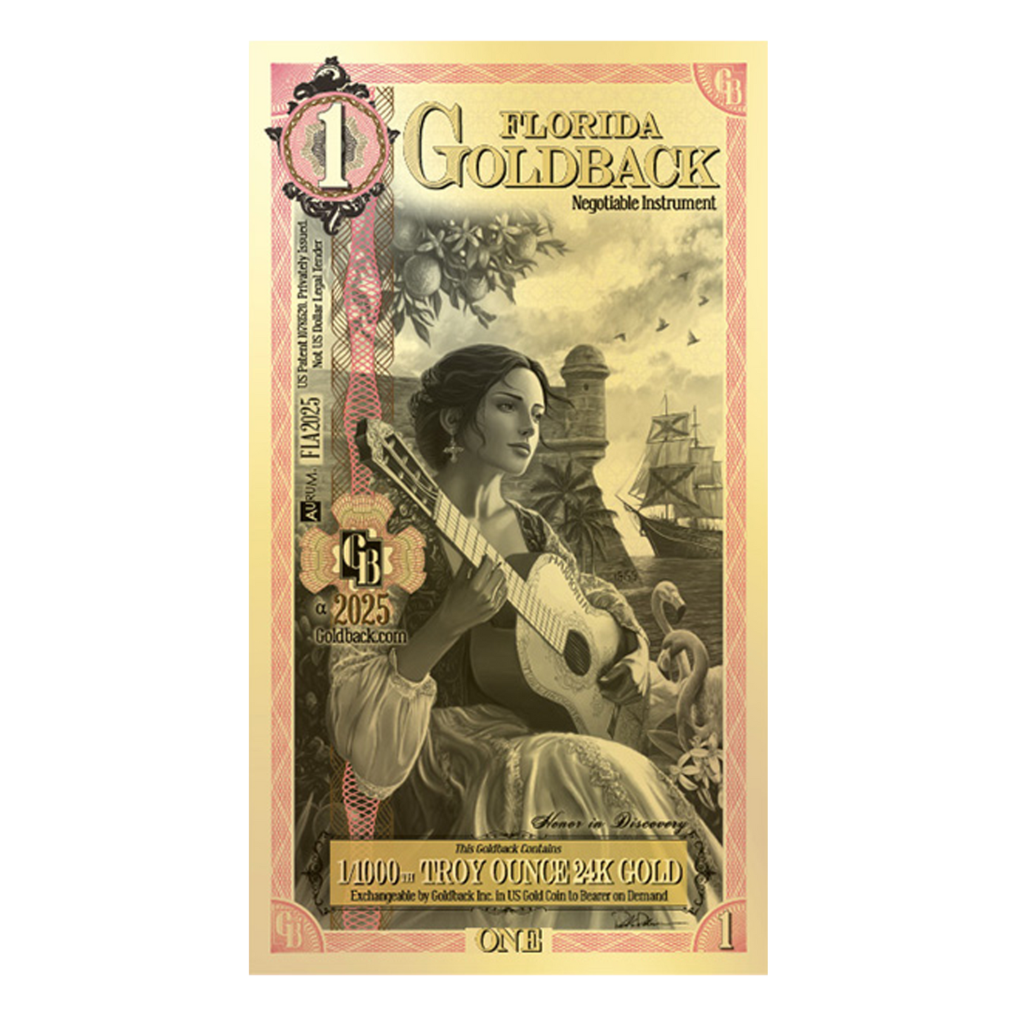 Buy1 Florida Goldback Gold Notes Pack (50 pc) 24K