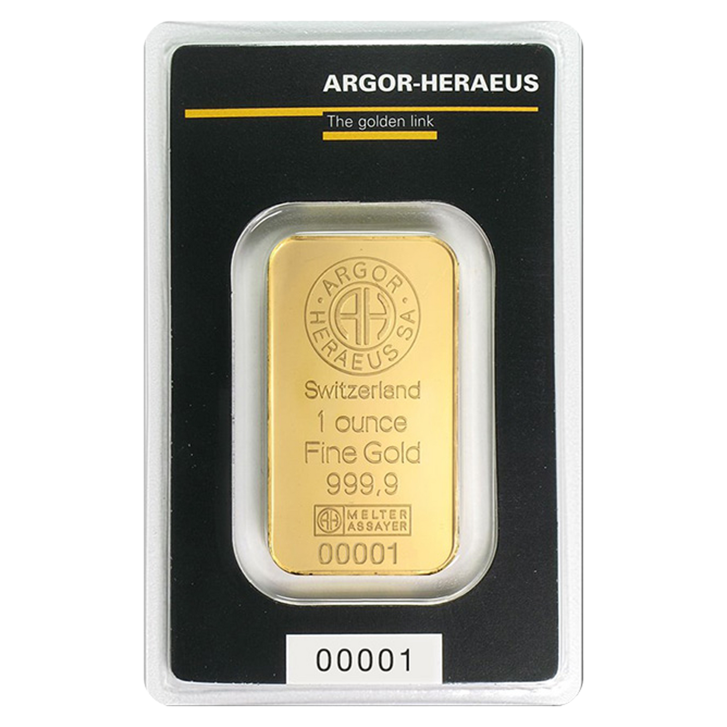 1 oz Gold Bars - Argor Heraeus (w/ assay)