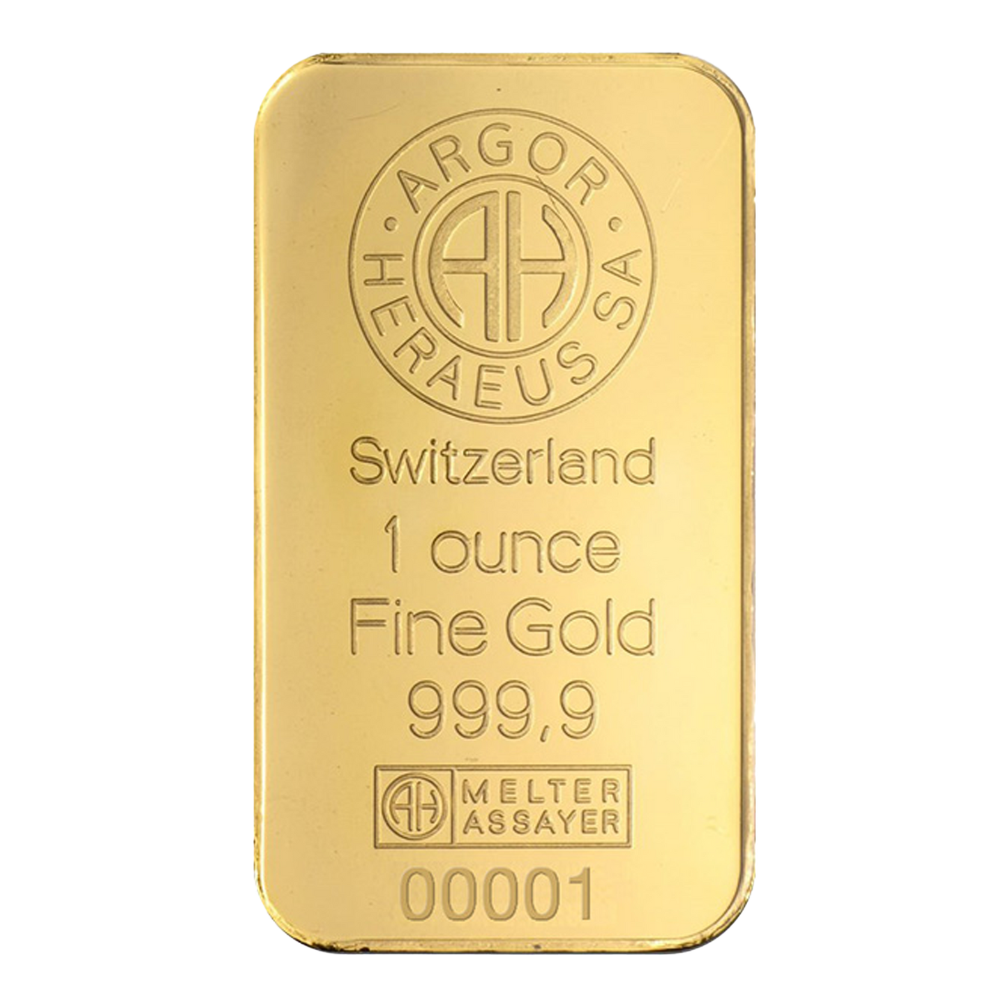 1 oz Gold Bars - Argor Heraeus (w/ assay)