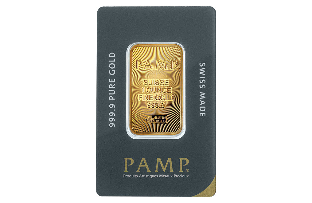 1 oz Gold Bars - PAMP Suisse (w/ assay)