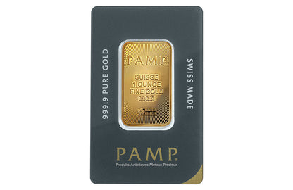 1 oz Gold Bars - PAMP Suisse (w/ assay)