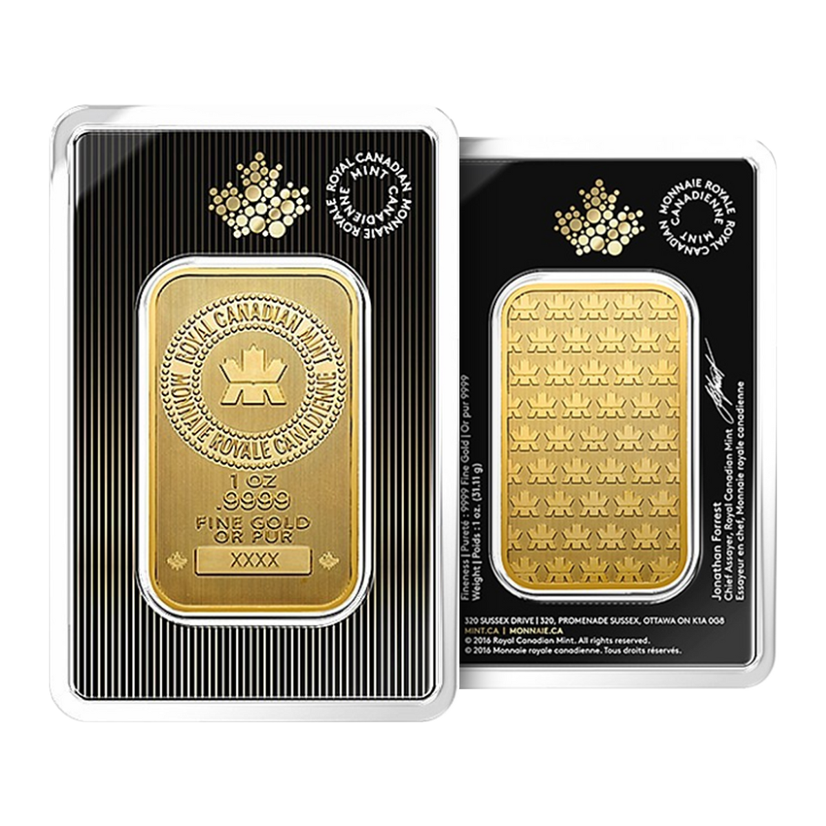 1 oz Gold Bar - Royal Canadian Mint (Ships week of Sept.14)