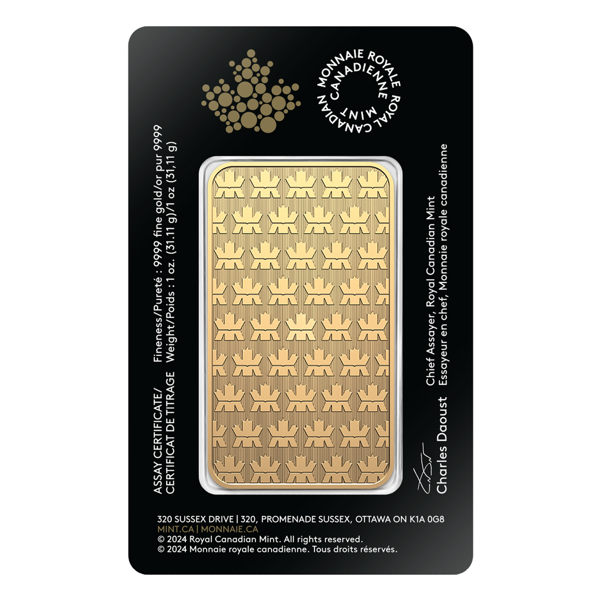 1 oz Gold Bar - Royal Canadian Mint
