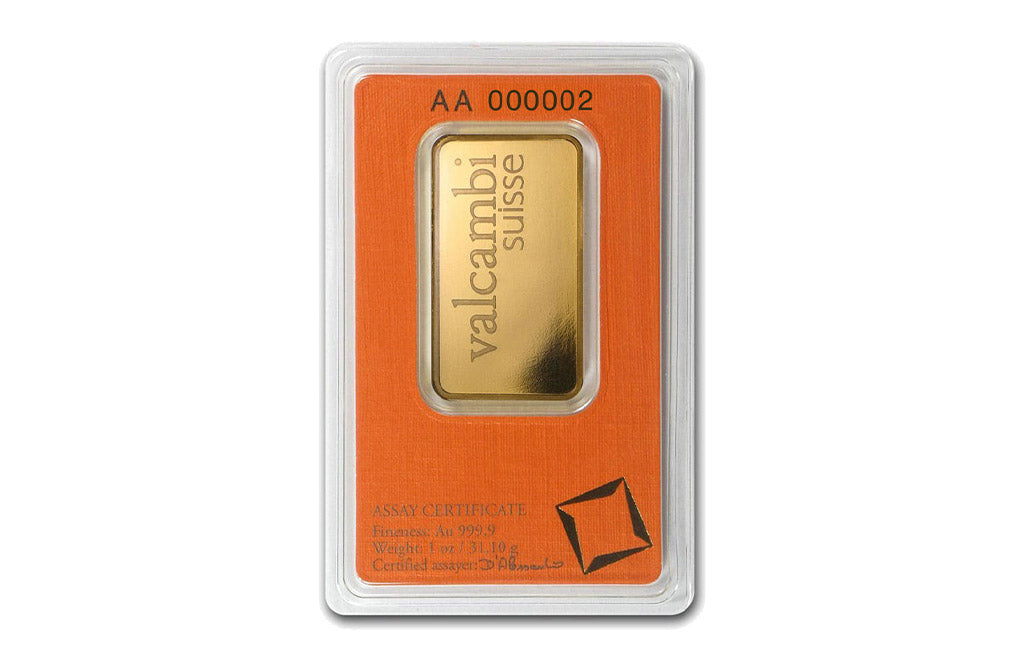 Valcambi Suisse 1 oz Gold Bars (w/ assay)