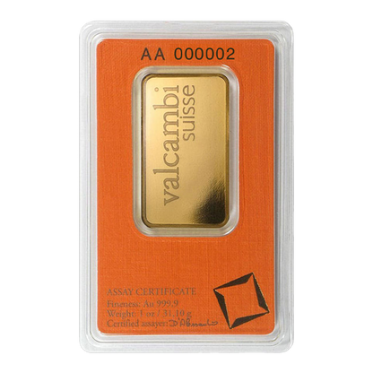 Valcambi Suisse 1 oz Gold Bars (w/ assay)
