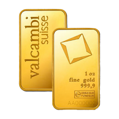 Valcambi Suisse 1 oz Gold Bars (w/ assay)
