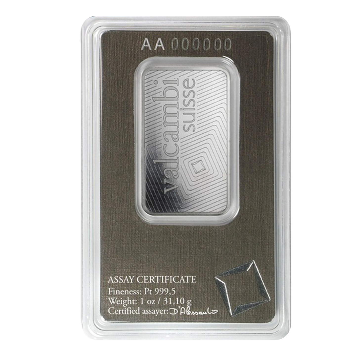 1 oz Platinum Valcambi Suisse Bars