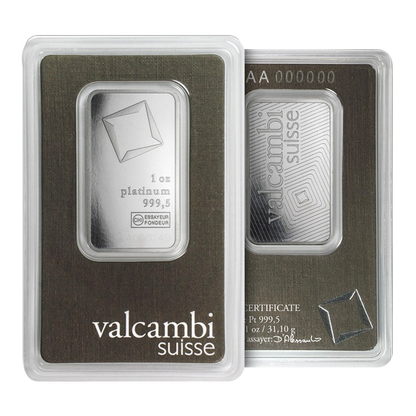 1 oz Platinum Valcambi Suisse Bars