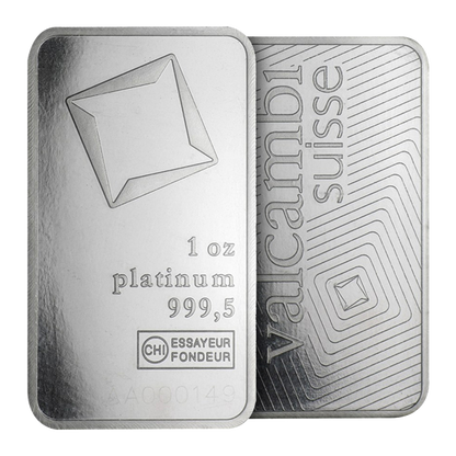1 oz Platinum Valcambi Suisse Bars