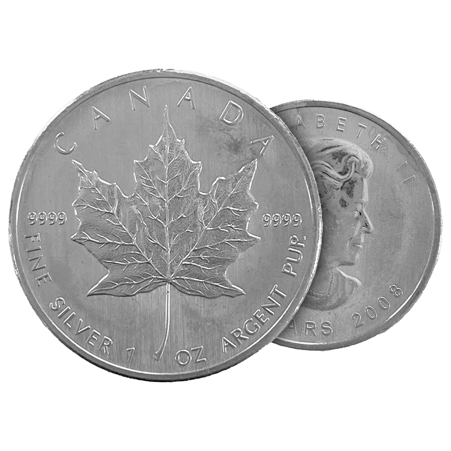 1 oz Canadian Silver Maple Leaf Coins (wear & tear)