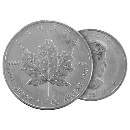 1 oz Canadian Silver Maple Leaf Coins (wear & tear)