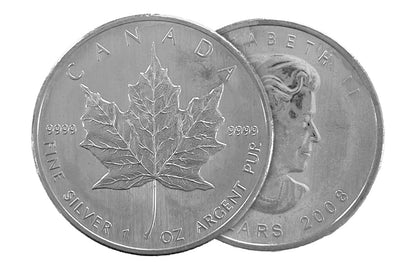 1 oz Canadian Silver Maple Leaf Coins (wear & tear)