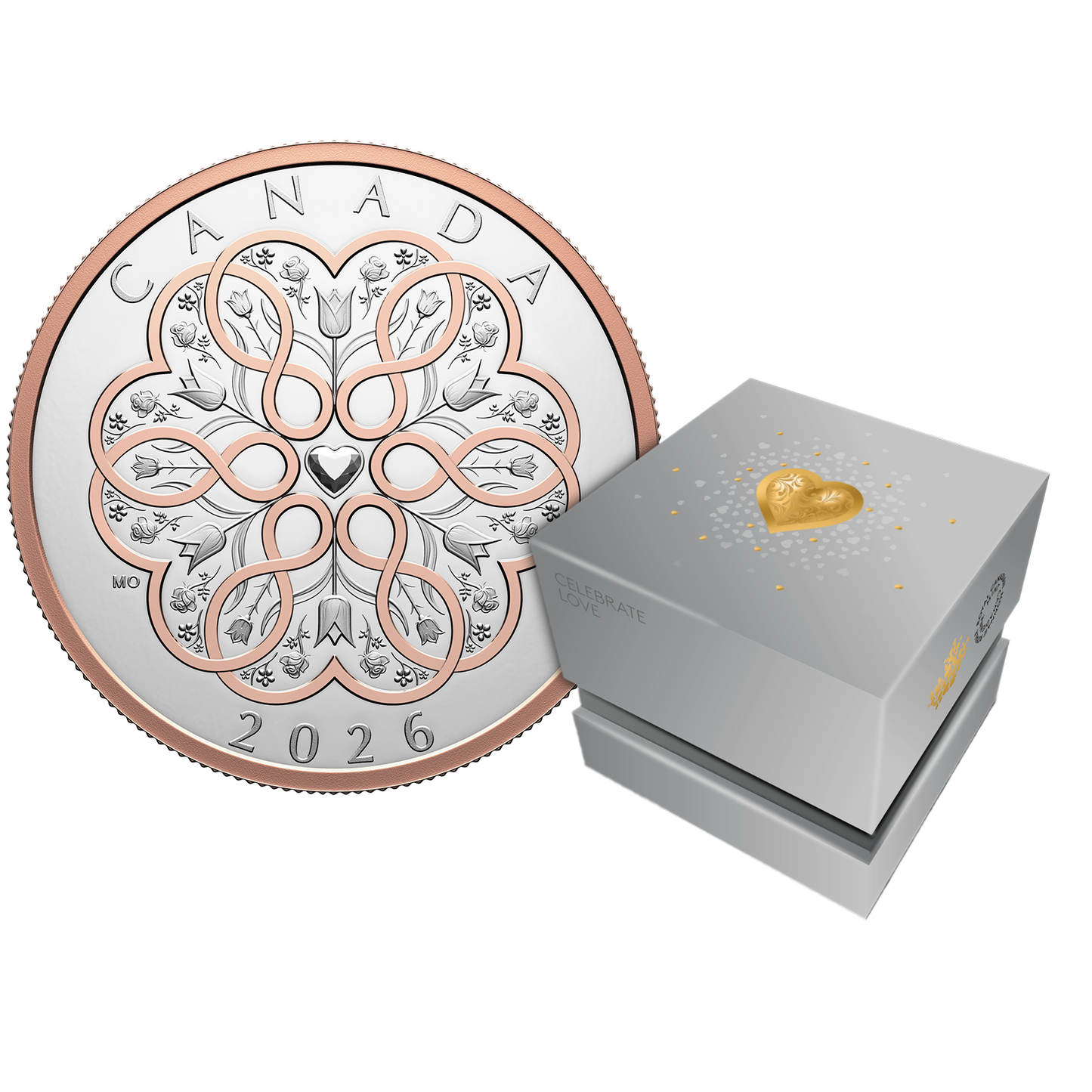 Buy 1 oz Silver Celebrate Love Rose Gold Plated Coin (2026)