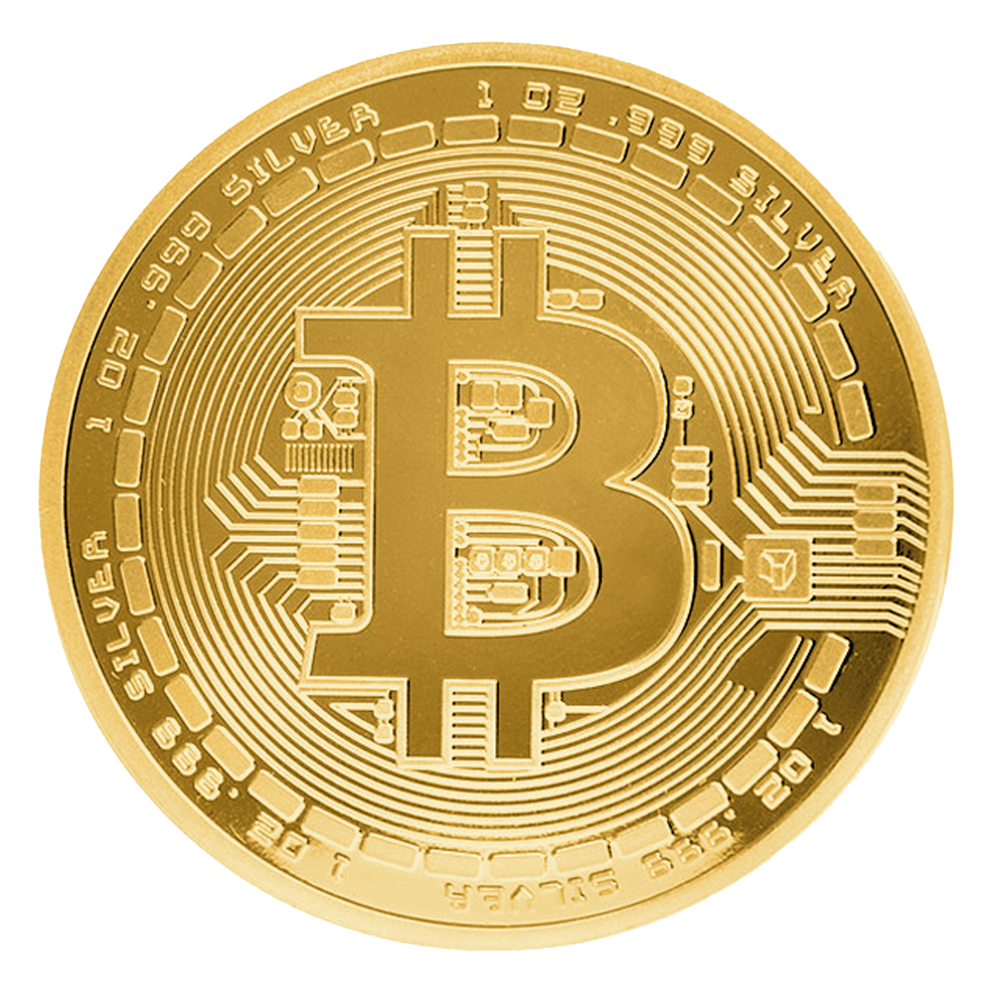 1 oz Silver Gold Plated Bitcoin Round