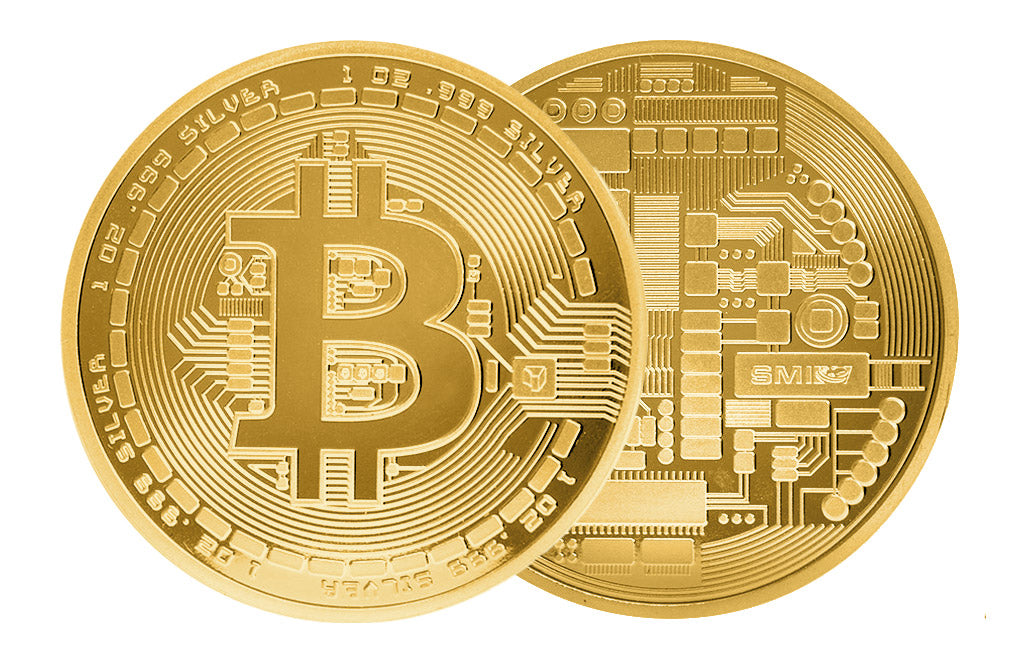 1 oz Silver Gold Plated Bitcoin Round