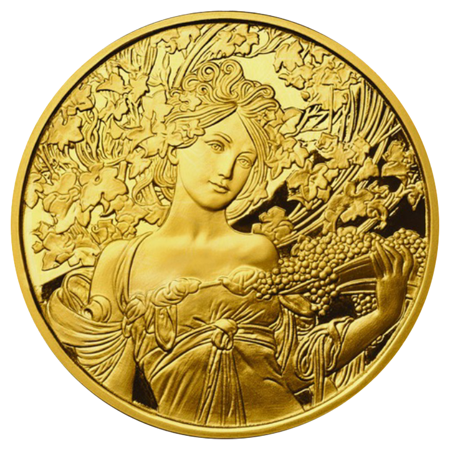 Buy 1 oz Silver Mucha Champagne White Star Gold Plated Proof Round