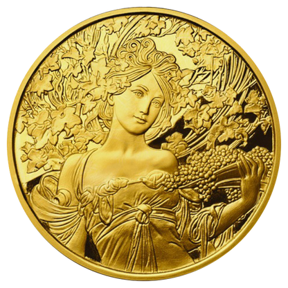 Buy 1 oz Silver Mucha Champagne White Star Gold Plated Proof Round