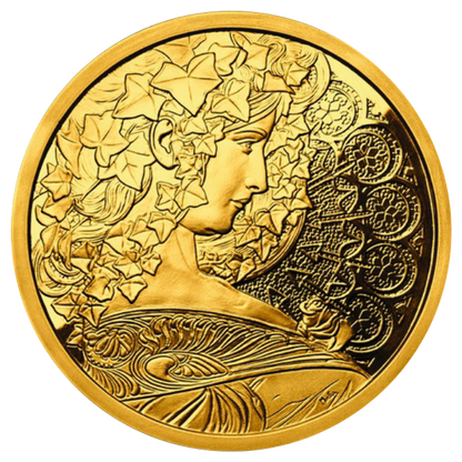 Buy 1 oz Silver Mucha Ivy Gold Plated Proof Round