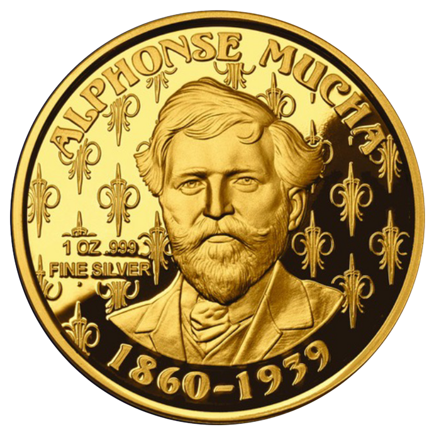 Buy 1 oz Silver Mucha Ivy Gold Plated Proof Round