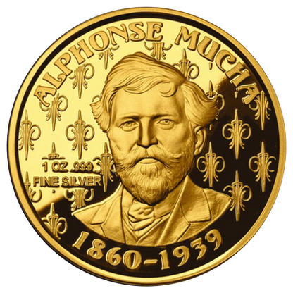 Buy 1 oz Silver Mucha Ivy Gold Plated Proof Round