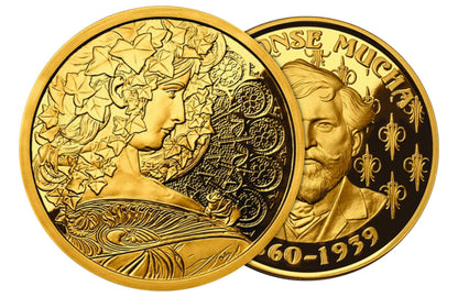 Buy 1 oz Silver Mucha Ivy Gold Plated Proof Round