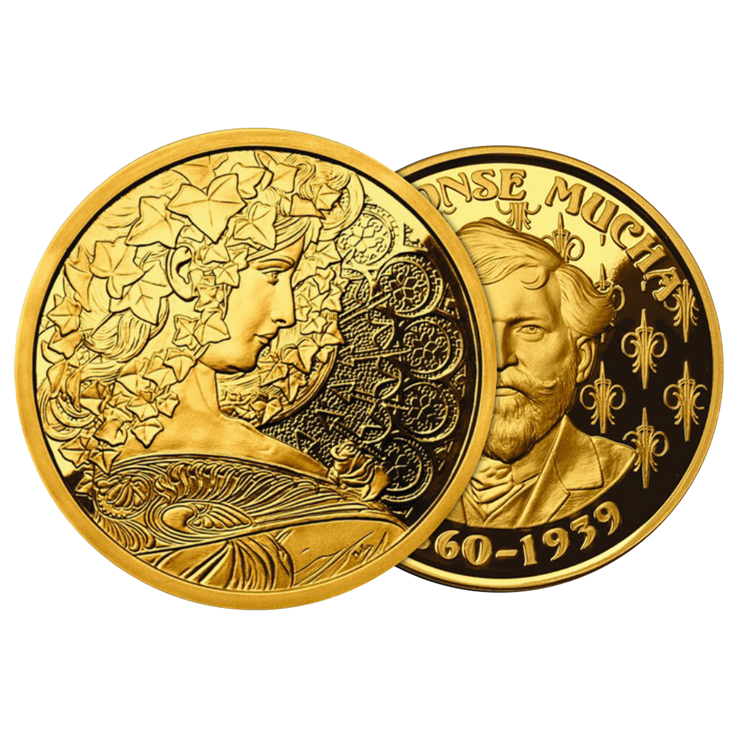 Buy 1 oz Silver Mucha Ivy Gold Plated Proof Round