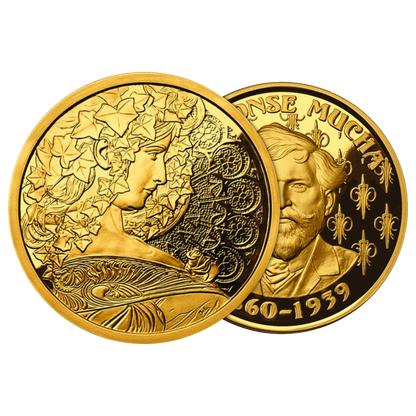 Buy 1 oz Silver Mucha Ivy Gold Plated Proof Round