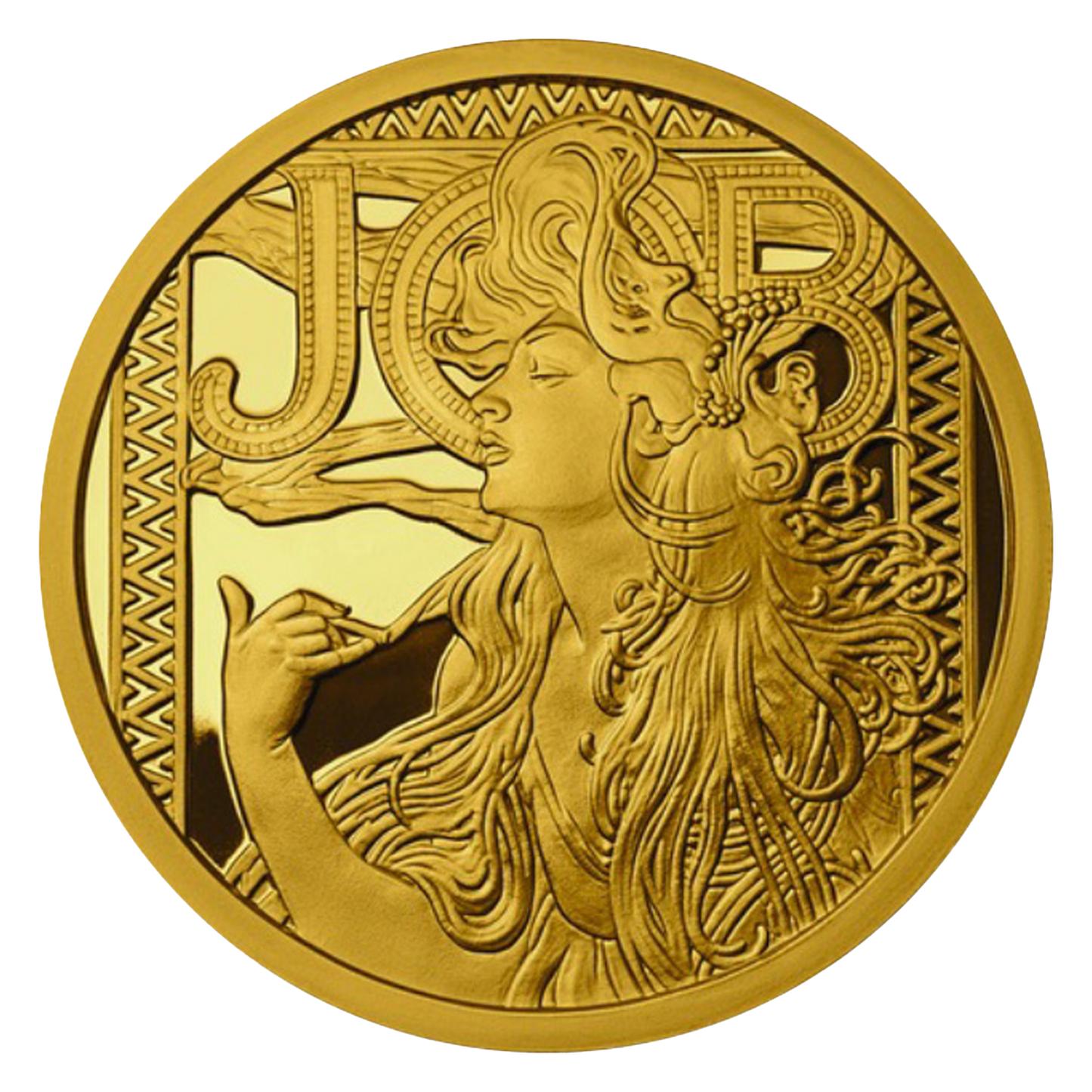 Buy 1 oz Silver Mucha JOB Gold Plated Proof Round