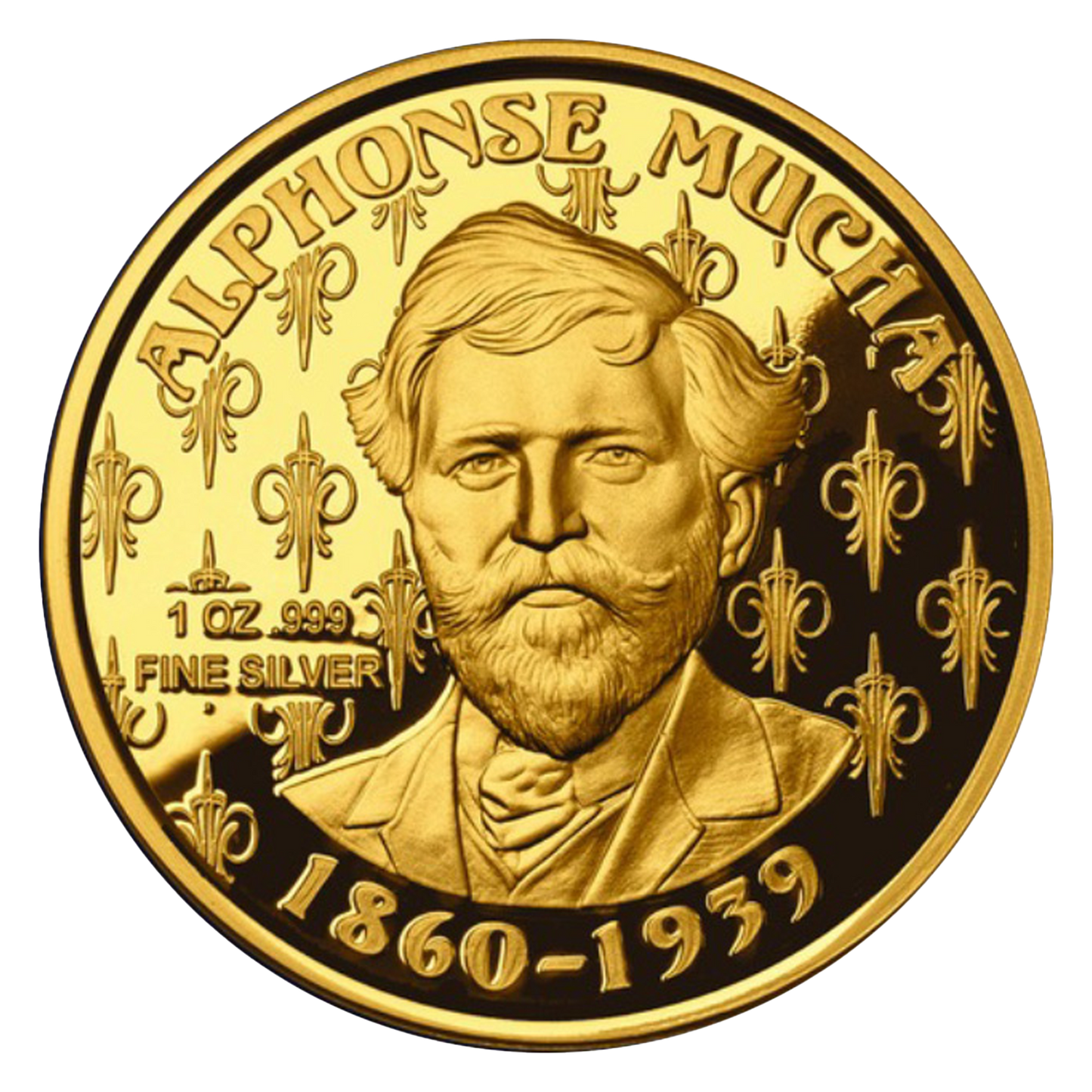 Buy 1 oz Silver Mucha JOB Gold Plated Proof Round