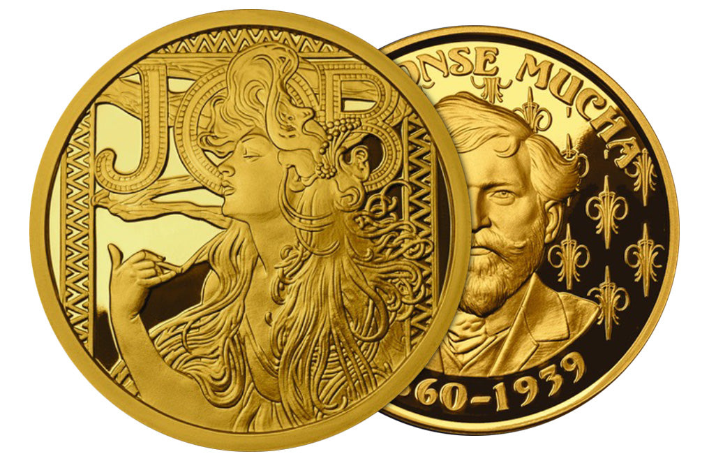 Buy 1 oz Silver Mucha JOB Gold Plated Proof Round