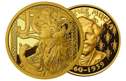 Buy 1 oz Silver Mucha JOB Gold Plated Proof Round