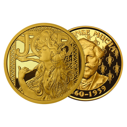 Buy 1 oz Silver Mucha JOB Gold Plated Proof Round