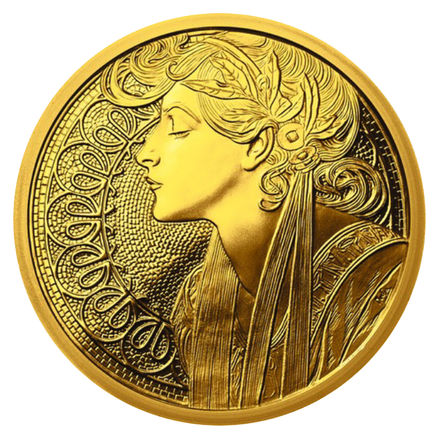 Buy 1 oz Silver Mucha Laurel Gold Plated Proof Round