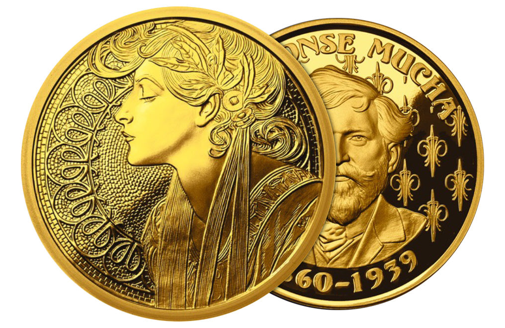 Buy 1 oz Silver Mucha Laurel Gold Plated Proof Round