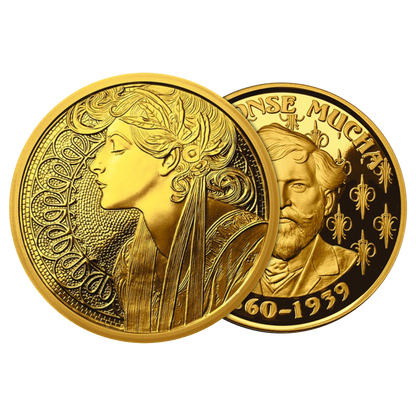 Buy 1 oz Silver Mucha Laurel Gold Plated Proof Round