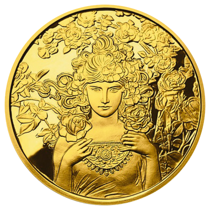 Buy 1 oz Silver Mucha Rose Gold Plated Proof Round