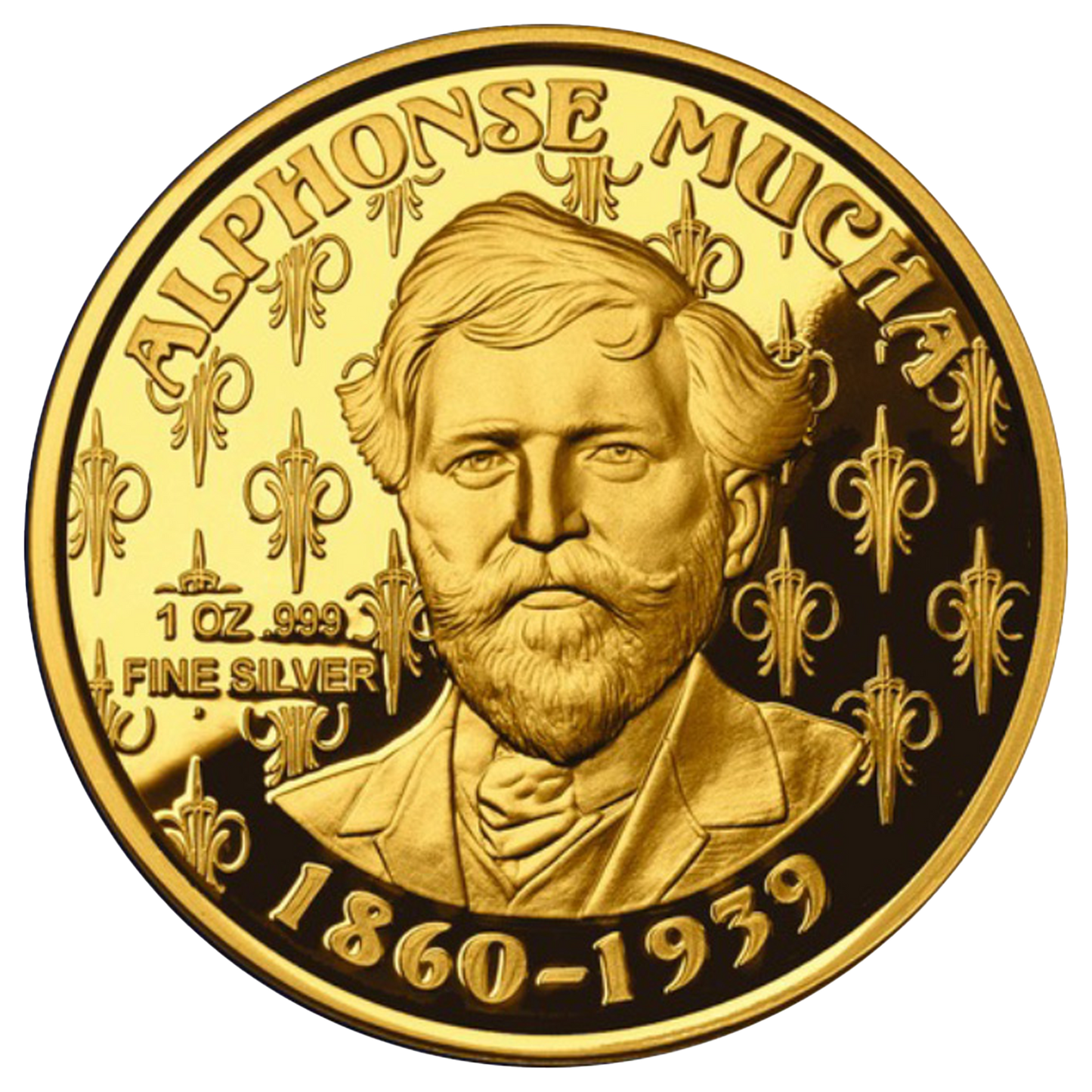 Buy 1 oz Silver Mucha Rose Gold Plated Proof Round