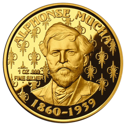 Buy 1 oz Silver Mucha Rose Gold Plated Proof Round