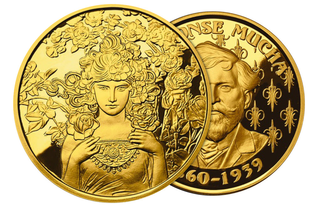 Buy 1 oz Silver Mucha Rose Gold Plated Proof Round