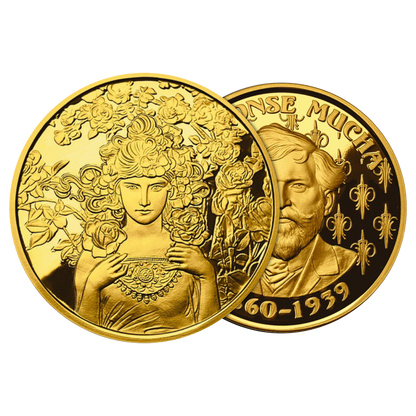 Buy 1 oz Silver Mucha Rose Gold Plated Proof Round