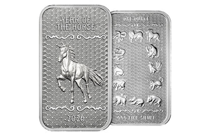 Buy 1 oz Silver Year of the Horse Bar (2026)