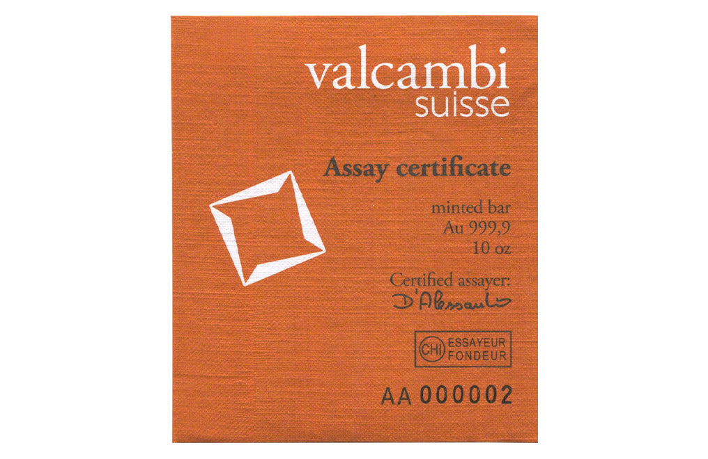 Valcambi Suisse 10 oz Gold Bars