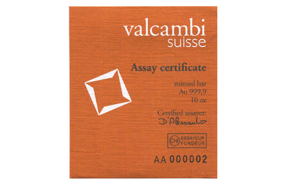 Valcambi Suisse 10 oz Gold Bars