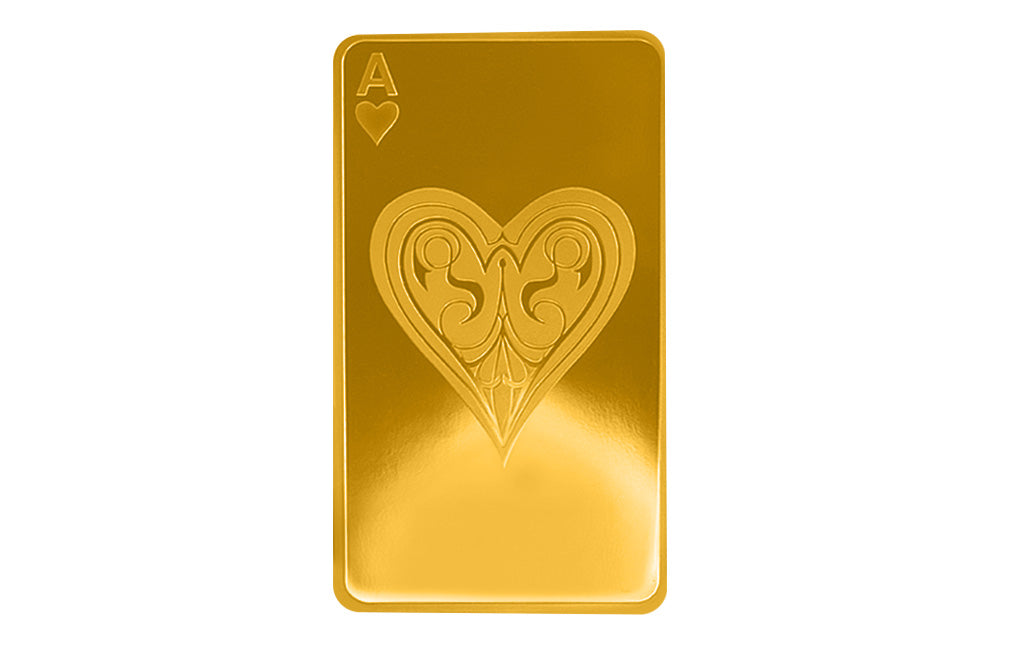 Buy 10 oz Silver Ace of Hearts Bar (.9999) 24K Gold Plated