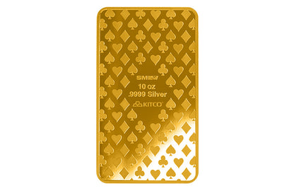 Buy 10 oz Silver Ace of Hearts Bar (.9999) 24K Gold Plated
