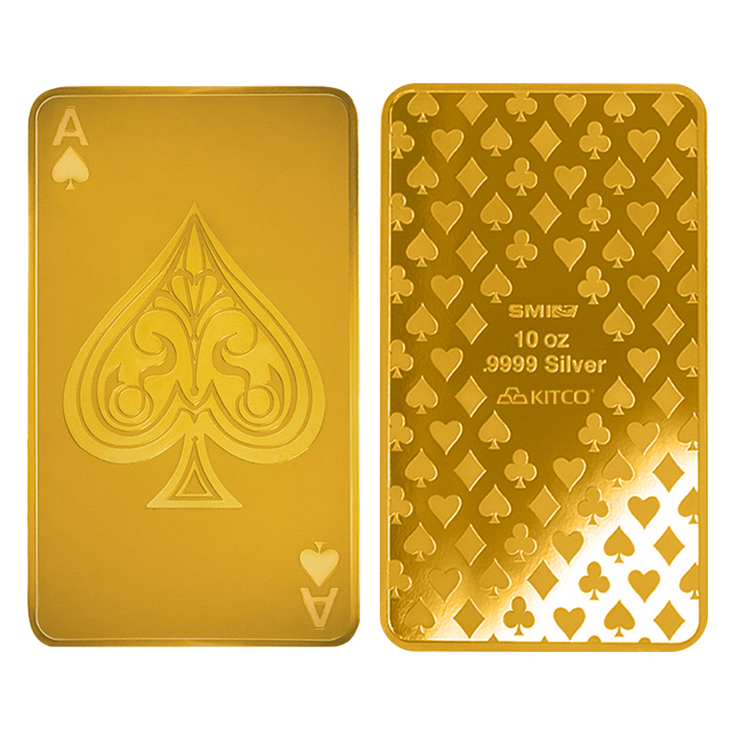 Buy 10 oz Silver Ace of Spades Bar (.9999) 24K Gold Plated {CAN: Shipping week of August 17}