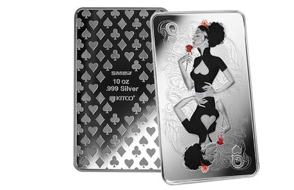 Buy 10 oz Silver Bar Queen of Hearts